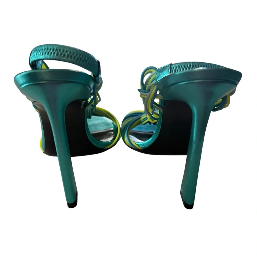 Saint Laurent Pool 105  Multi Strap High Heel Slingback Sandals EU 37.5  US 7.5 - Picture 8 of 11